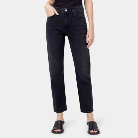 ELIZABETH AND JAMES | The Vintage Straight Black High Rise Jeans Q530 - Picture 1 of 6